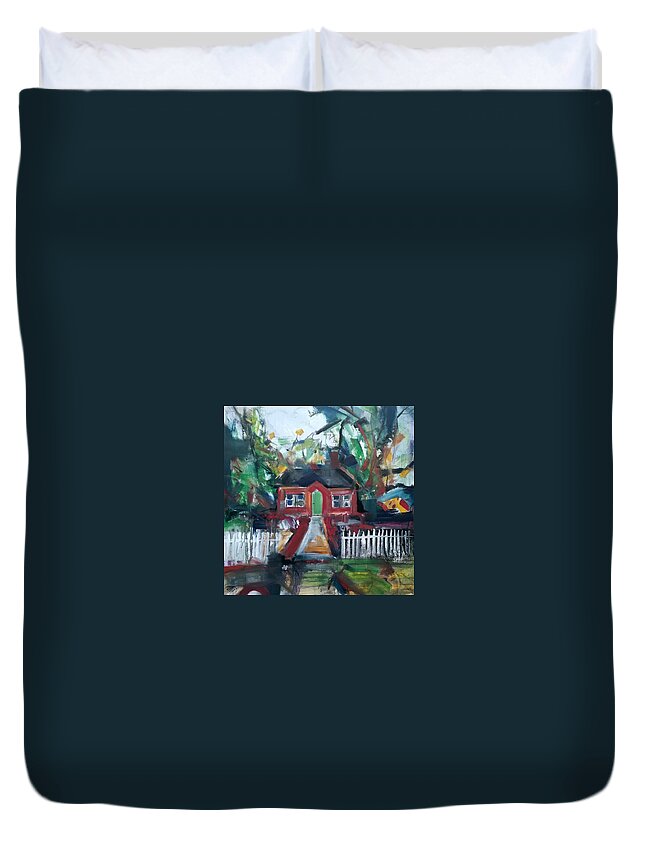  Duvet Cover featuring the painting The House That Was by John Gholson