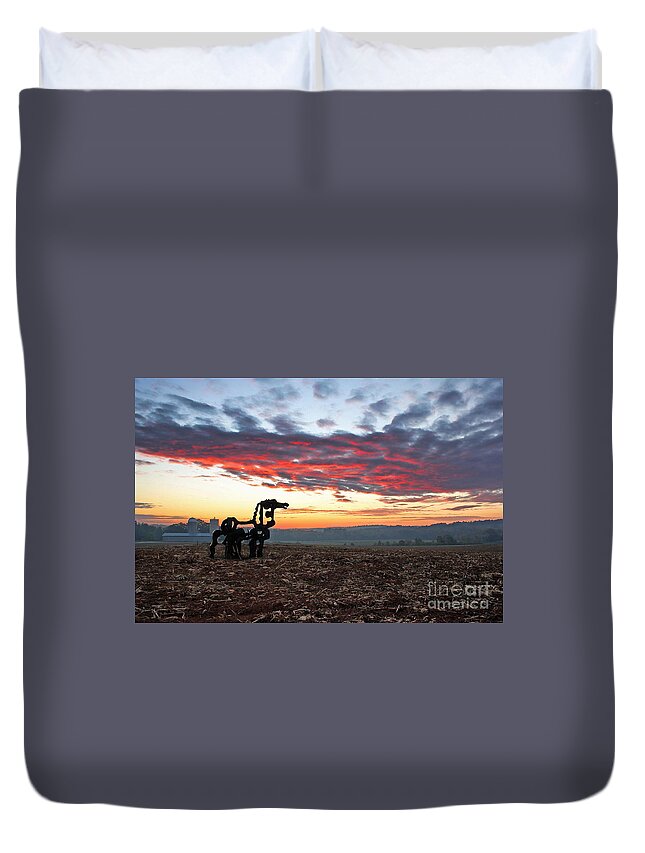 Reid Callaway The Overlook Duvet Cover featuring the photograph The Iron Horse Early Dawn The Iron Horse Collection Art by Reid Callaway