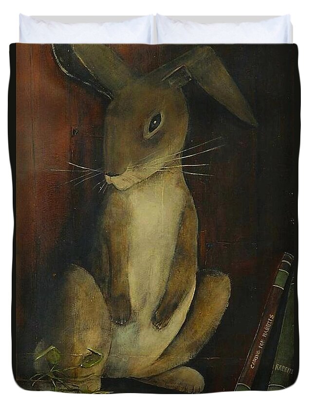 Jack Rabbit Duvet Cover featuring the painting The Jack Rabbit by Diane Strain