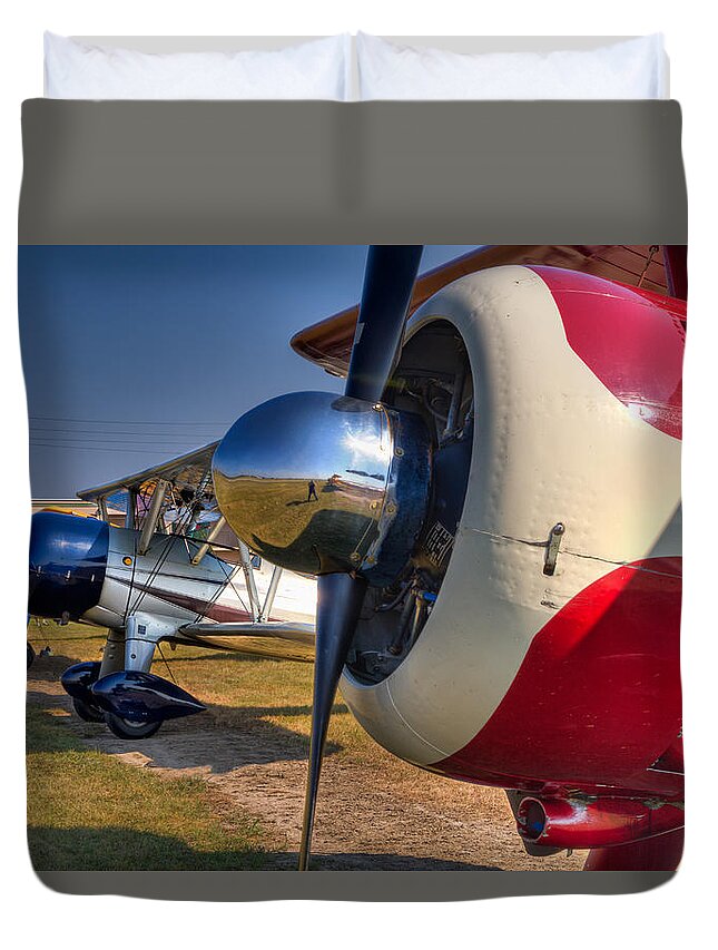 Jennings Duvet Cover featuring the photograph The Jennings Stearman Fly-In by Tim Stanley