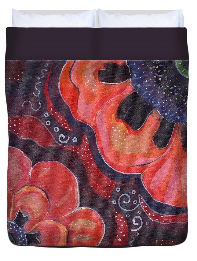Abstract Duvet Cover featuring the painting The Joy of Design X X V by Helena Tiainen