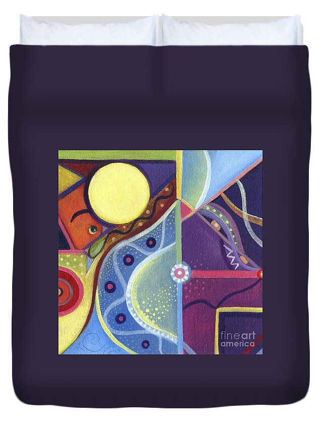 Abstract Duvet Cover featuring the painting The Joy of Design Xl by Helena Tiainen