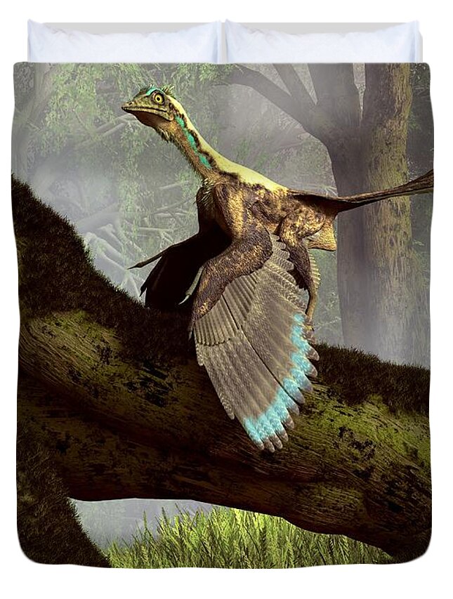 Archaeopteryx Duvet Cover featuring the digital art The Last Dinosaur by Daniel Eskridge