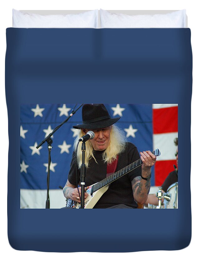 Johnny Winter Duvet Cover featuring the photograph The Late Great Johnny Winter by Mike Martin