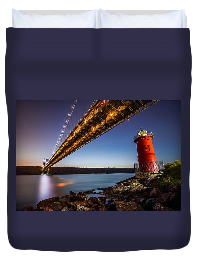 Horizontal Duvet Cover featuring the photograph The Little Red Lighthouse by Mihai Andritoiu
