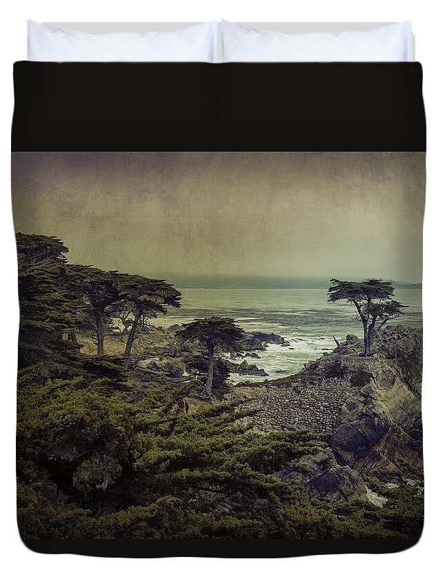 Lone Cypress Duvet Cover featuring the photograph The Lone Cypress by Angela Stanton