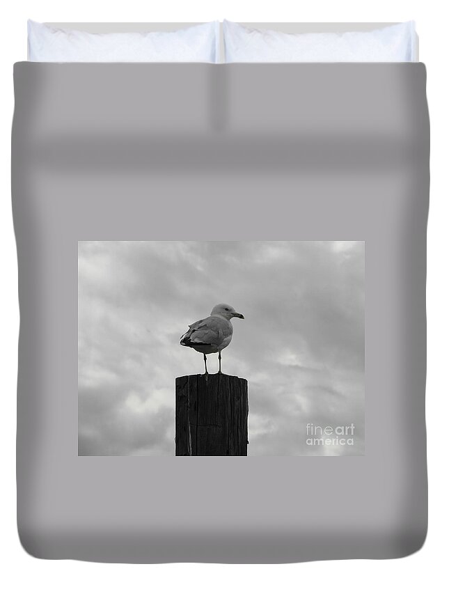 Seagull Duvet Cover featuring the photograph The Lookout by Michael Krek