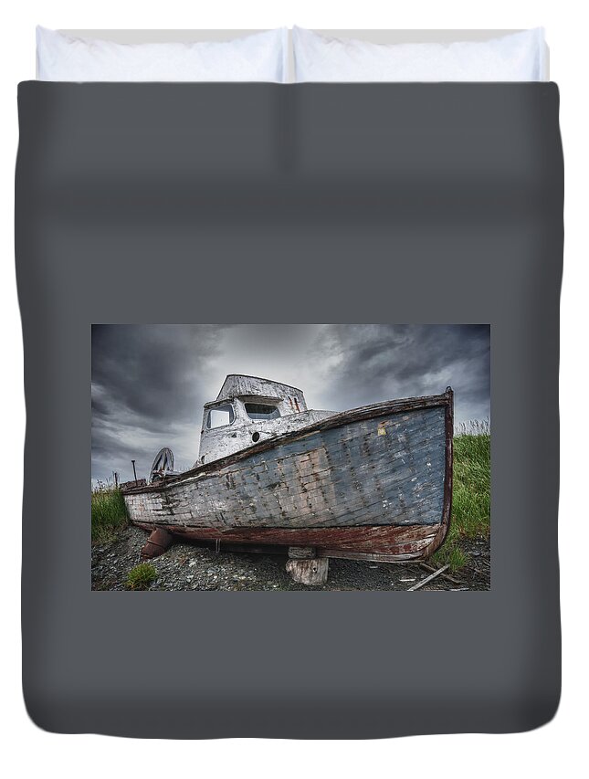 Boats Duvet Cover featuring the photograph The Lost Fleet Dry Dock by Ghostwinds Photography