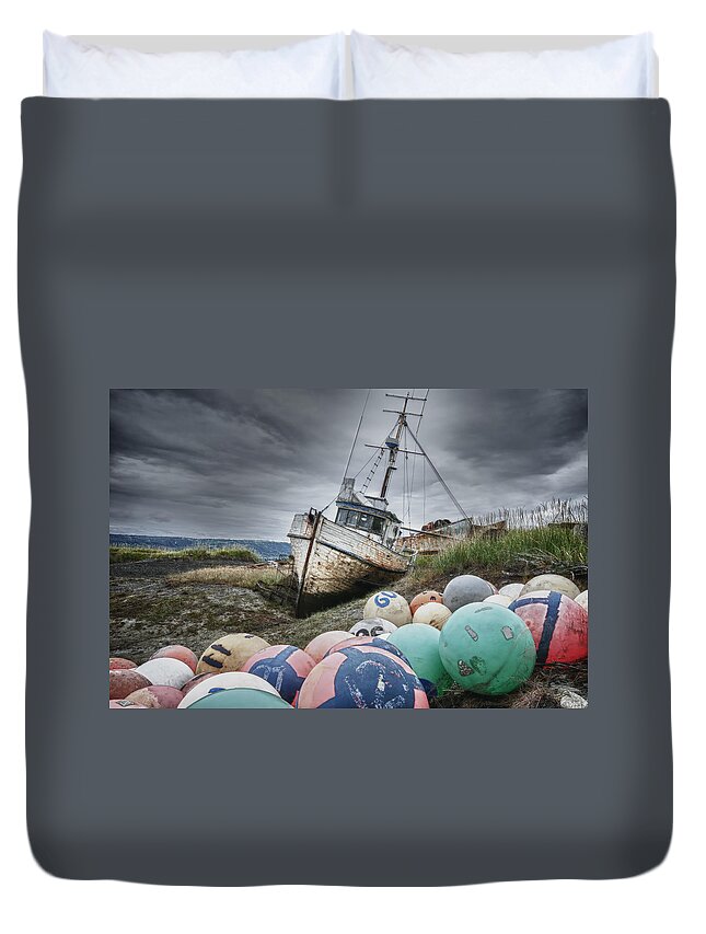 Boats Duvet Cover featuring the photograph The Lost Fleet Grounded by Ghostwinds Photography