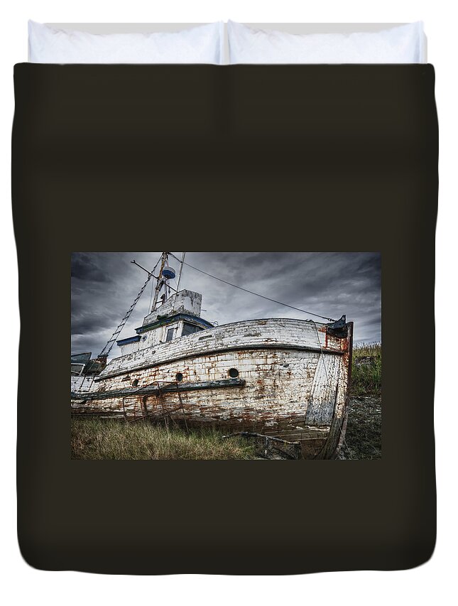 Boats Duvet Cover featuring the photograph The Lost Fleet Weathering the Storm by Ghostwinds Photography