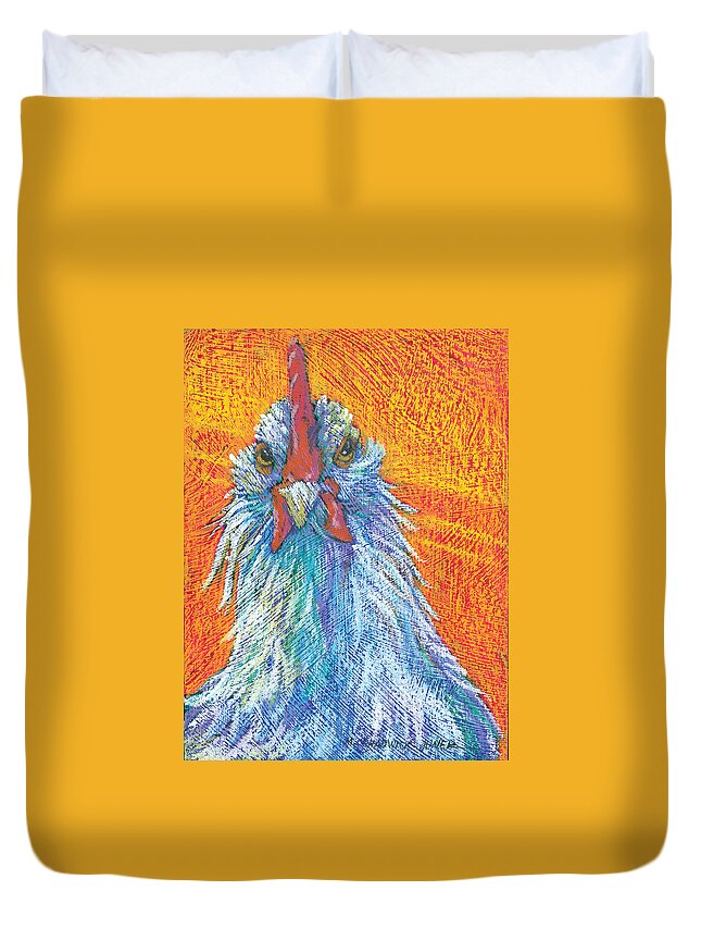 Texture Duvet Cover featuring the painting The Mad Chicken by Marguerite Chadwick-Juner