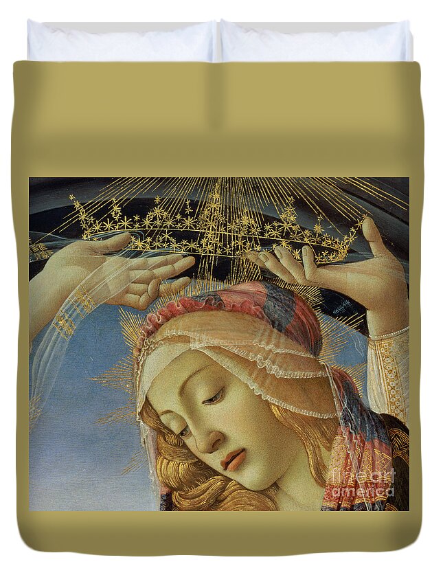 The Duvet Cover featuring the painting The Madonna of the Magnificat by Botticelli by Sandro Botticelli