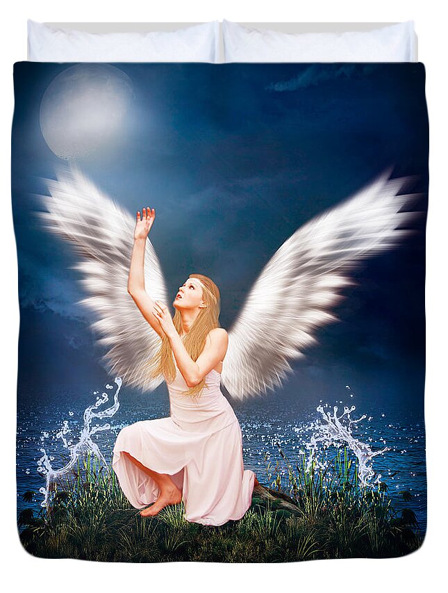 Angel.angels Duvet Cover featuring the photograph The Messenger by Ester McGuire