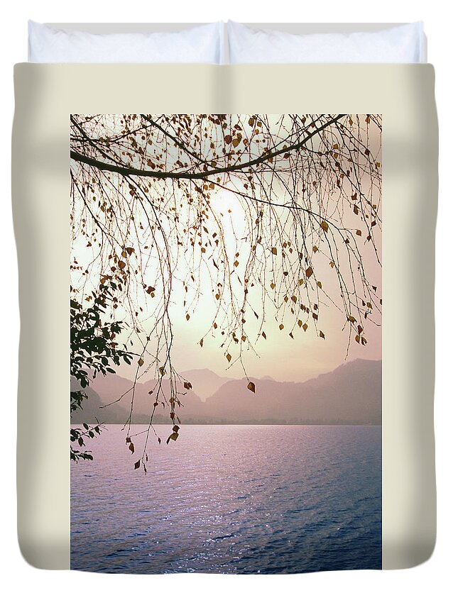Tranquility Duvet Cover featuring the photograph The Mondsee Lake by Thomas Winz