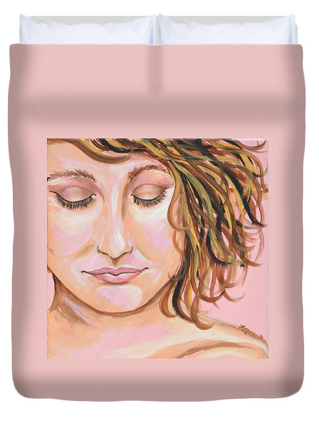 Girl Duvet Cover featuring the painting The Mourning After by Meganne Peck