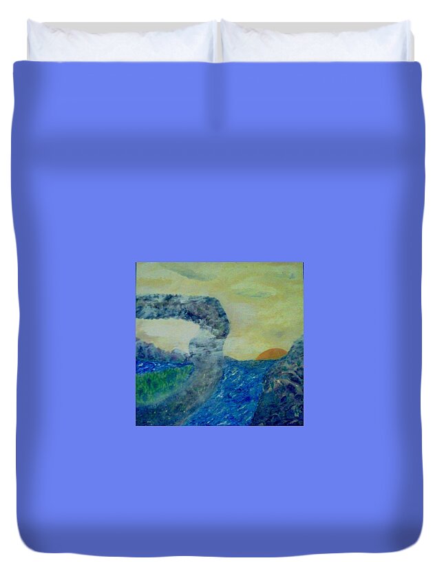 Water Duvet Cover featuring the painting The Narrow Way by Suzanne Berthier