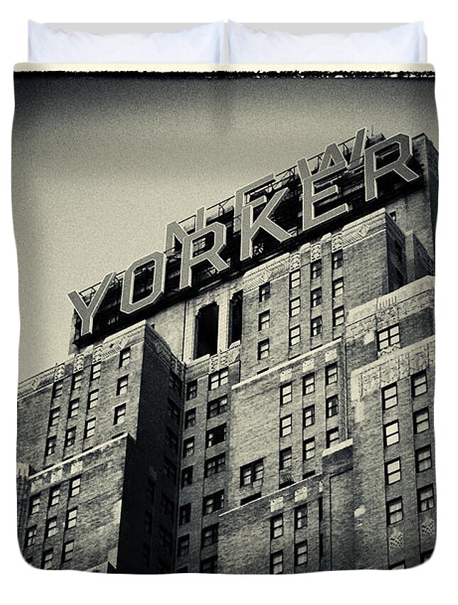 Filmnoir Duvet Cover featuring the photograph The New Yorker Hotel New York City by Sabine Jacobs