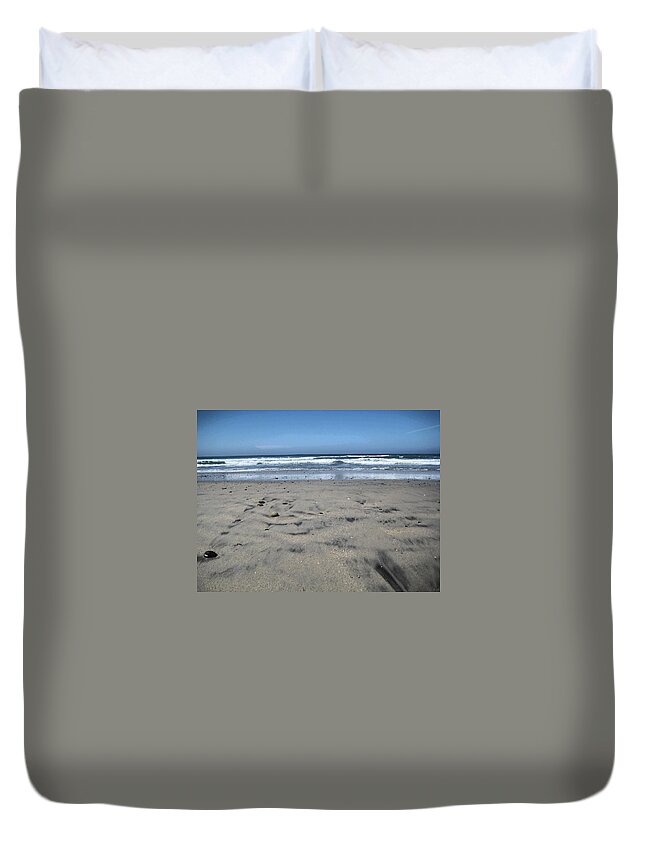 Landscape Duvet Cover featuring the photograph The Ocean Paints The Sand by Melissa McCrann