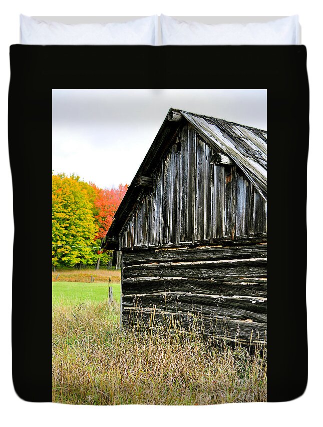 Weathed Wood Duvet Cover featuring the photograph The Old Back Shed by Gwen Gibson