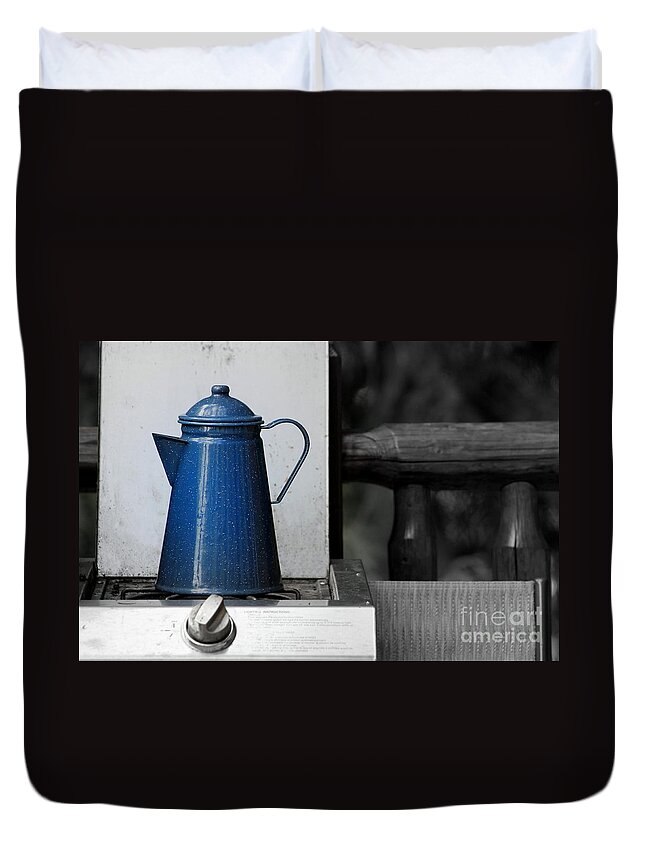 Coffee Duvet Cover featuring the photograph The Old Coffee Pot by Leone Lund