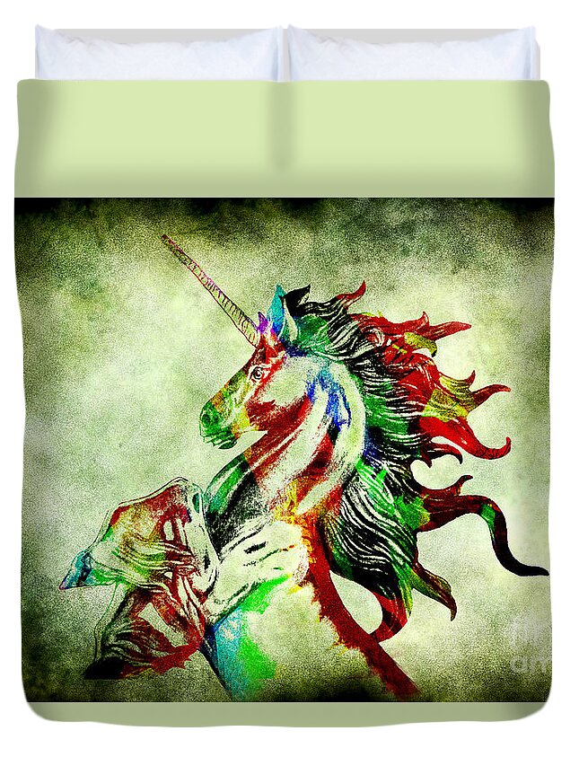 Unicorn Duvet Cover featuring the photograph The One Horned Beast by Gary Keesler