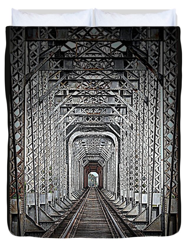 Rail Road Tracks Duvet Cover featuring the photograph The Other Side by Barbara Chichester