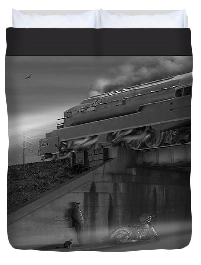 Motorcycle Duvet Cover featuring the photograph The Overpass 2 Panoramic by Mike McGlothlen