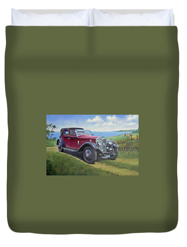 Rolls Royce Duvet Cover featuring the painting The picnic by Mike Jeffries