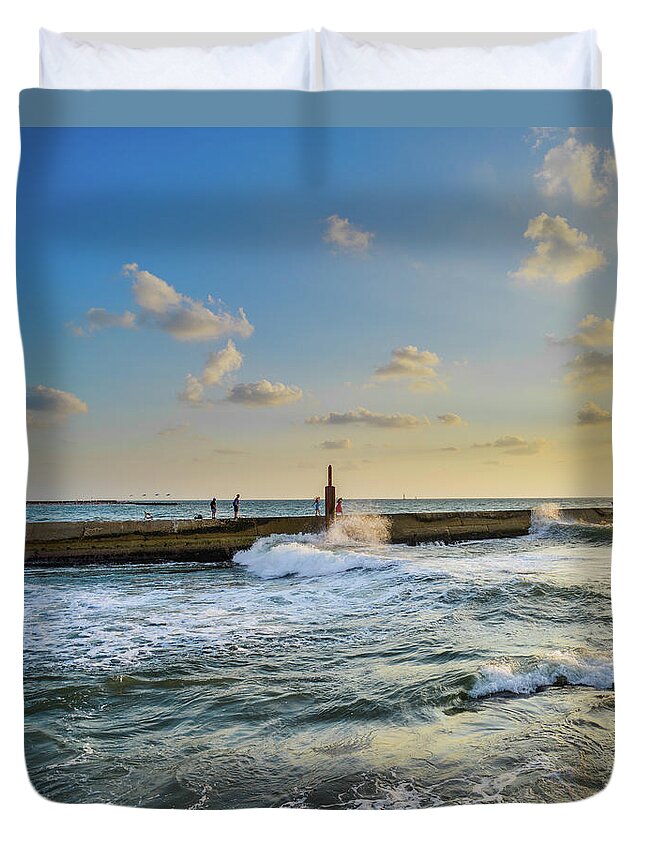 Scenics Duvet Cover featuring the photograph The Pier by Ran Zisovitch