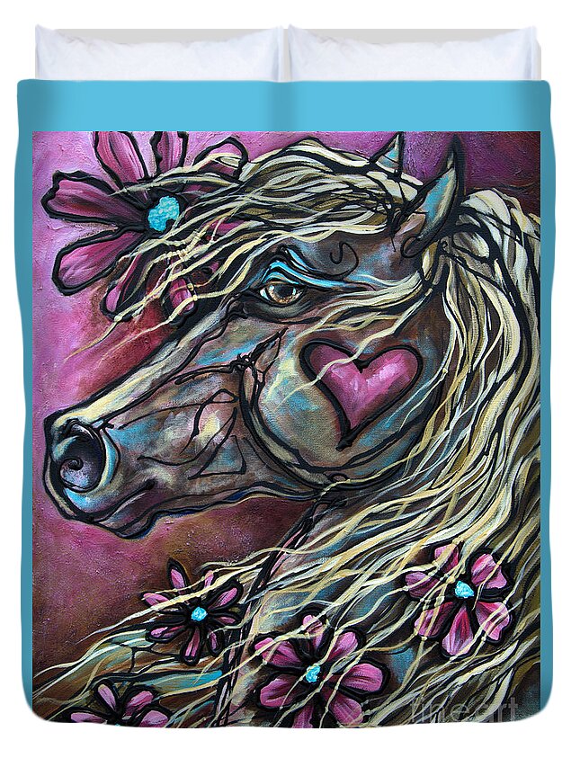 Horse Duvet Cover featuring the painting The Player by Jonelle T McCoy
