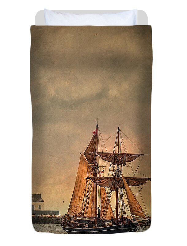 Tall Ship Duvet Cover featuring the digital art The Playfair by Dale Kincaid