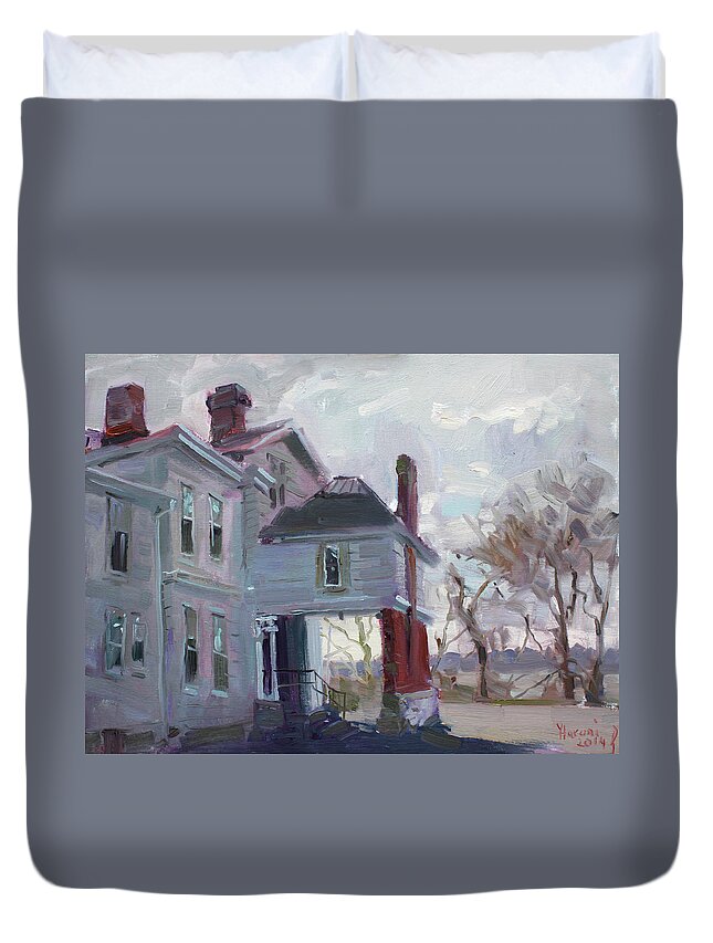 The Porter Mansion Duvet Cover featuring the painting The Porter Mansion by Ylli Haruni