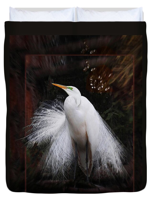 Egret Duvet Cover featuring the photograph The Prince by Melinda Hughes-Berland