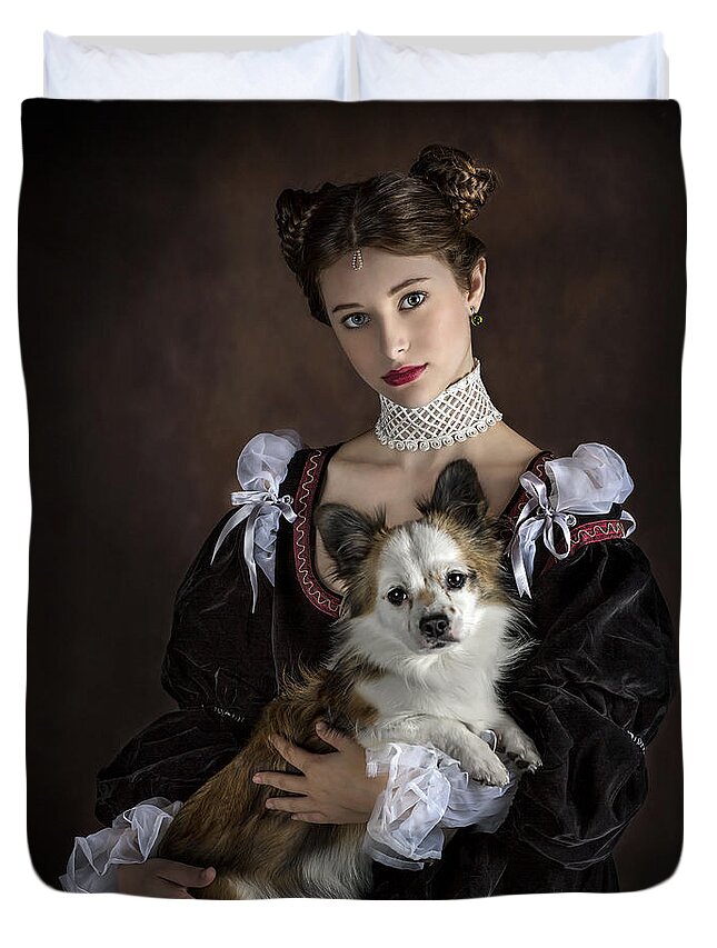 Princess Duvet Cover featuring the photograph The Princess And Her Dog by Endre Balogh