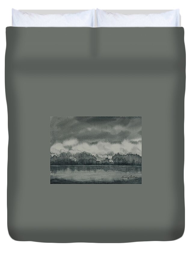 Canadian Landscape Duvet Cover featuring the painting The Quiet Before The Storm by Heather Gallup