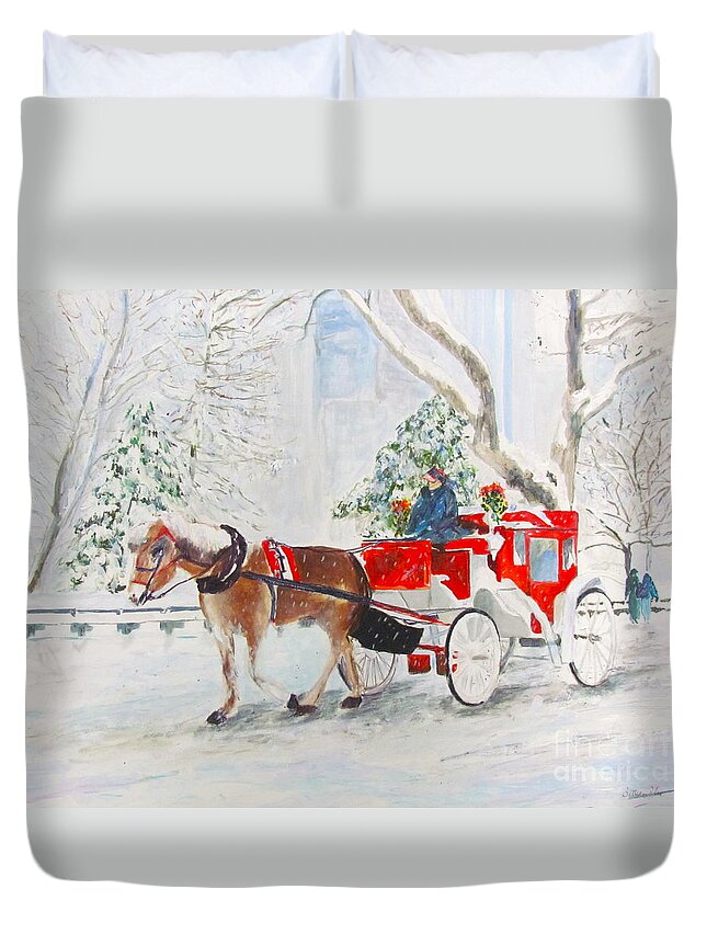 Horse Duvet Cover featuring the painting The Quiet Ride by Beth Saffer