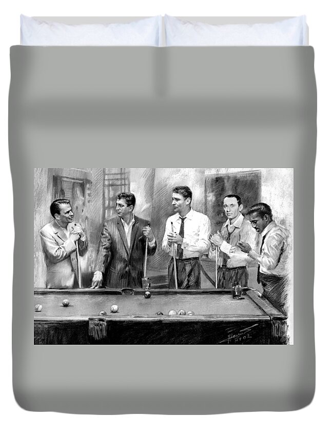 The Rat Pack Duvet Cover featuring the drawing The Rat Pack by Viola El
