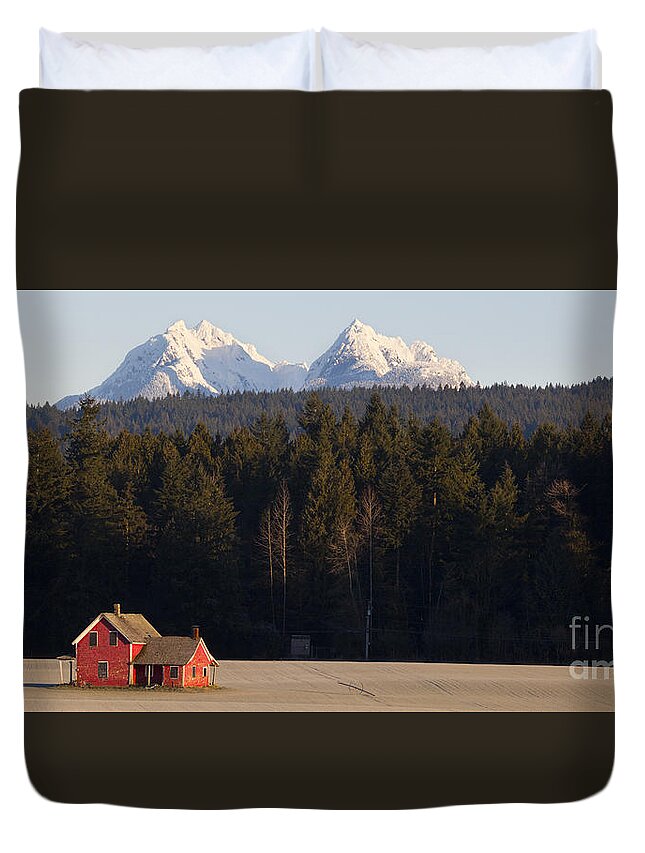 Red Duvet Cover featuring the photograph The Red House by Chris Dutton