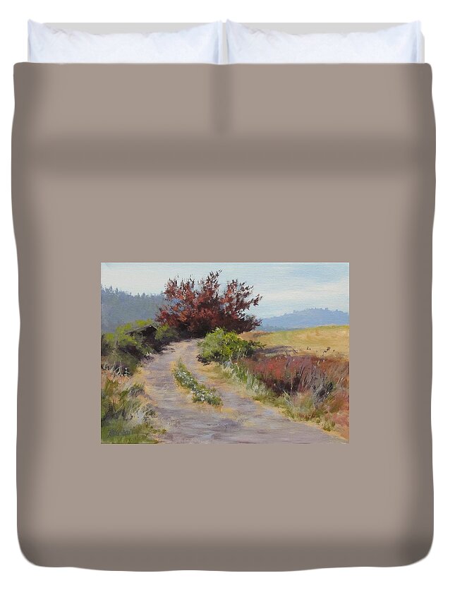 Original Duvet Cover featuring the painting The Red Tree by Karen Ilari