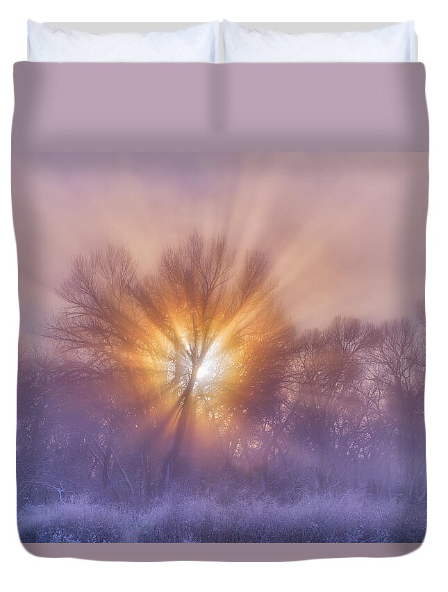 Christmas Duvet Cover featuring the photograph The Rising by Darren White