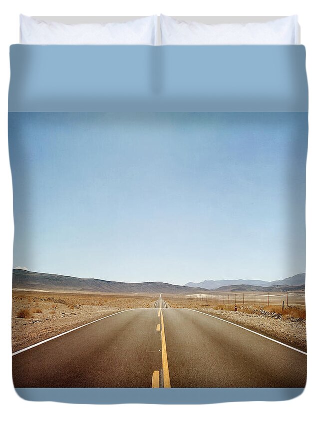 Tranquility Duvet Cover featuring the photograph The Road From Lone Pine To Death Valley by Tracy Packer Photography