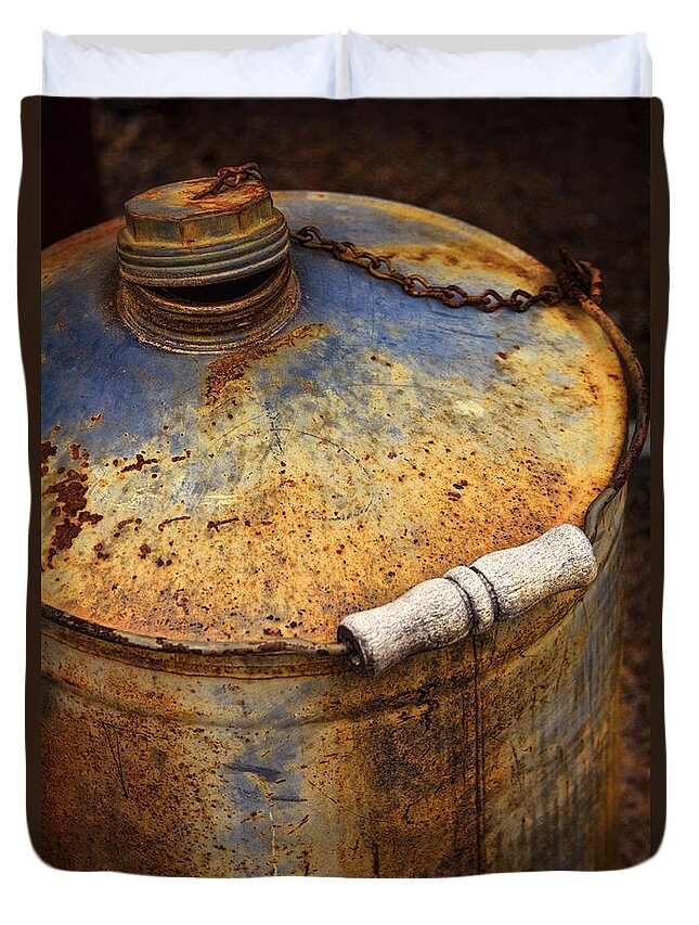 Rust Duvet Cover featuring the photograph The Rusty Can by Saija Lehtonen