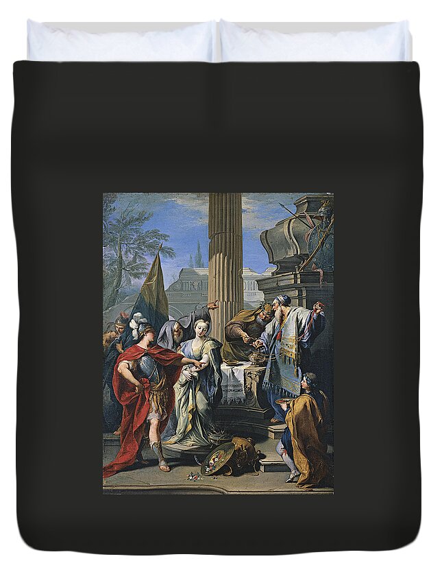 Giambattista Pittoni Duvet Cover featuring the painting The Sacrifice of Polyxena by Giambattista Pittoni