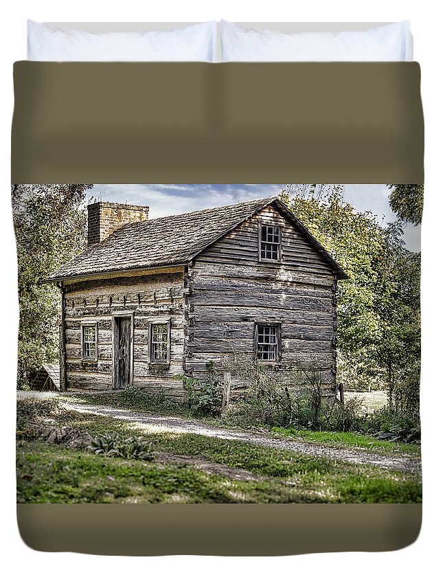 Log House Duvet Cover featuring the photograph The Simple Life by Heather Applegate