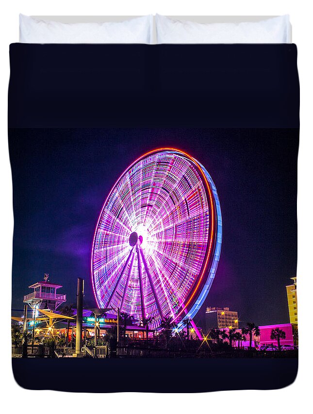 Ferris Duvet Cover featuring the photograph The Skywheel by Rob Sellers