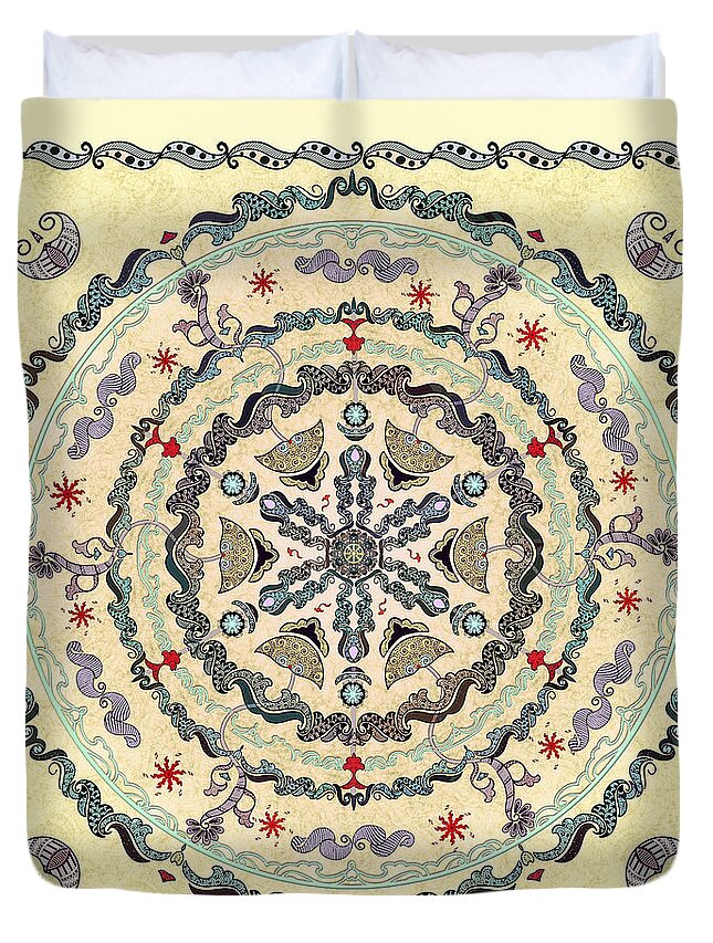 Mandala Duvet Cover featuring the digital art The Source Mandala 2 by Deborah Smith
