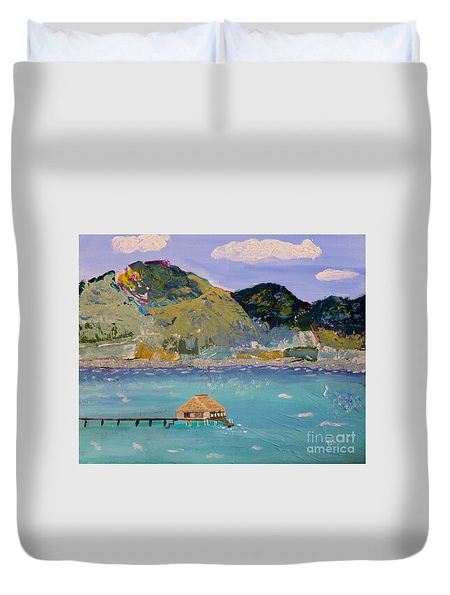 Mountains Duvet Cover featuring the painting The South Seas by Phyllis Kaltenbach