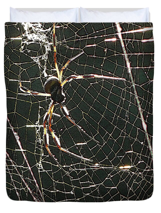 Banana Duvet Cover featuring the photograph the Spider's Web by George Pedro