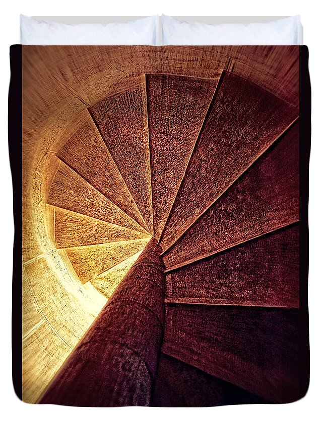 The Spiral Staircase Duvet Cover featuring the photograph The Spiral Staircase by Mary Machare