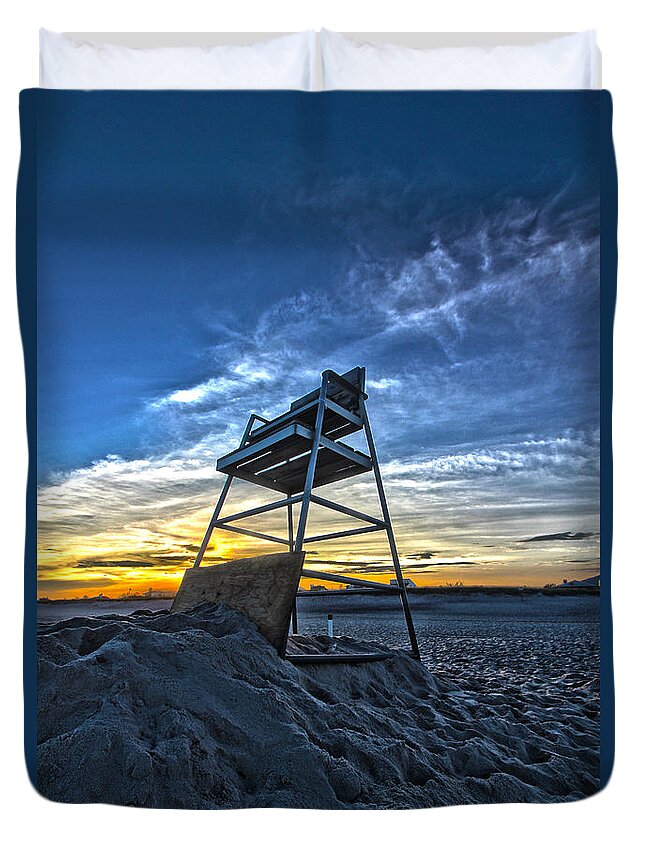 Lifeguard Duvet Cover featuring the photograph The Stand at Sunset by Robert Seifert